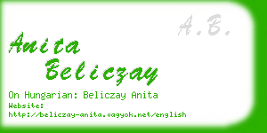 anita beliczay business card